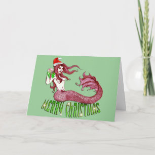 Merry Mermaid Christmas Holiday Card