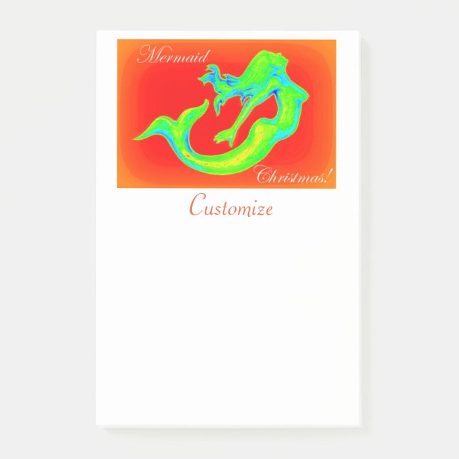 Merry Mermaid Christmas Post-it Notes (Front)