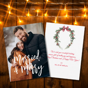 merry&merried, newlyweds holiday photo note card