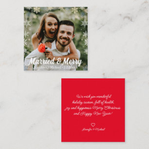 merry&merried,snowflakes holiday photo wedding card