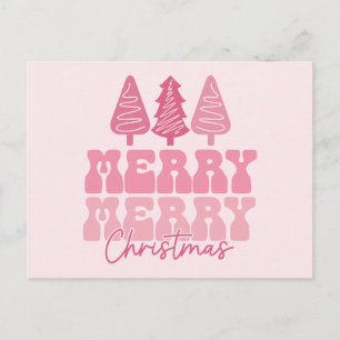 Merry Merry Christmas - Pink Holiday Design Postcard