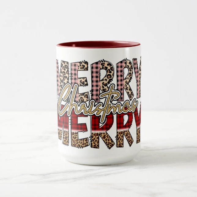 Merry Merry Christmas Typography Christmas  Mug (Center)