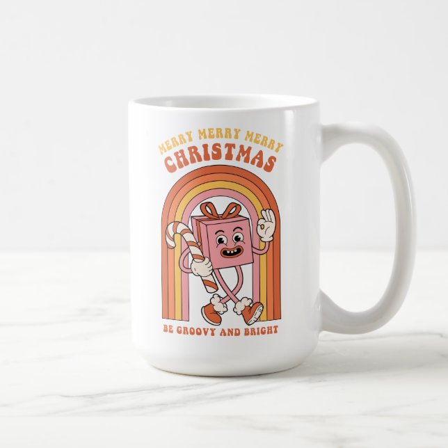 Merry Merry Merry Christmas - Be Groovy and Bright Coffee Mug (Right)