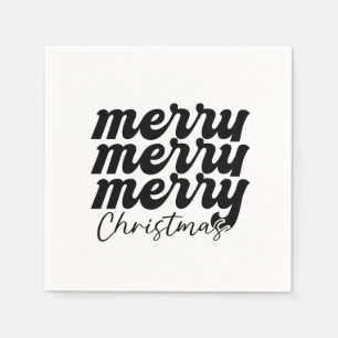 merry merry merry christmas black and white napkin