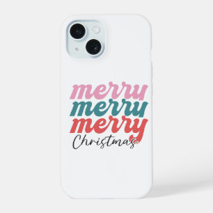 merry merry merry christmas multicolored font iPhone 15 case