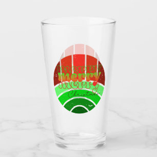 Merry Merry Merry Christmas - Red And Green Sunset Glass