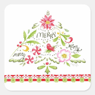 Merry Merry Merry Christmas Tree Stickers