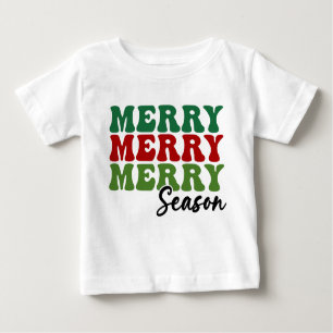 Merry Merry Merry Season - Retro Holiday Art Baby T-Shirt