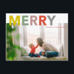 Merry Merry Postcard<br><div class="desc">This photo holiday postcard features multi-colour MERRY on the top. You can replace the placeholder picture with your own holiday photo.</div>