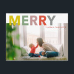 Merry Merry Postcard<br><div class="desc">This photo holiday postcard features multi-colour MERRY on the top. You can replace the placeholder picture with your own holiday photo.</div>