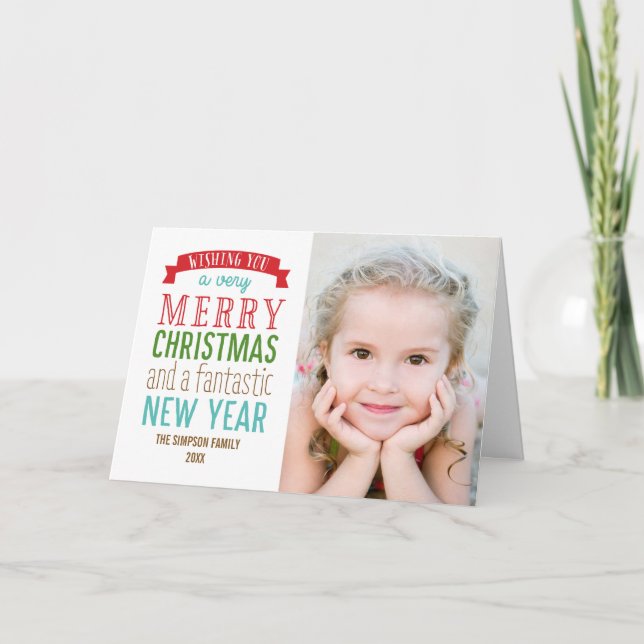 Merry Message Holiday Photo Cards - White (Front)