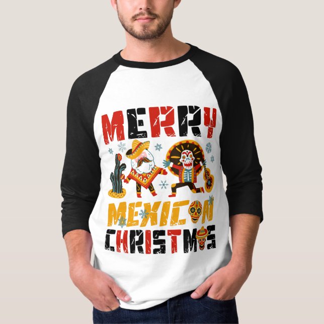 Merry Mexican Christmas New Mexico Santa pyjamas T-Shirt (Front)
