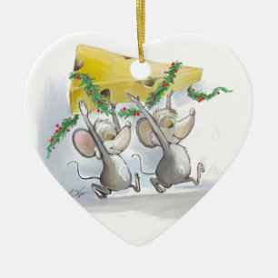 Merry Mice Mic & Mac Heart Ornament