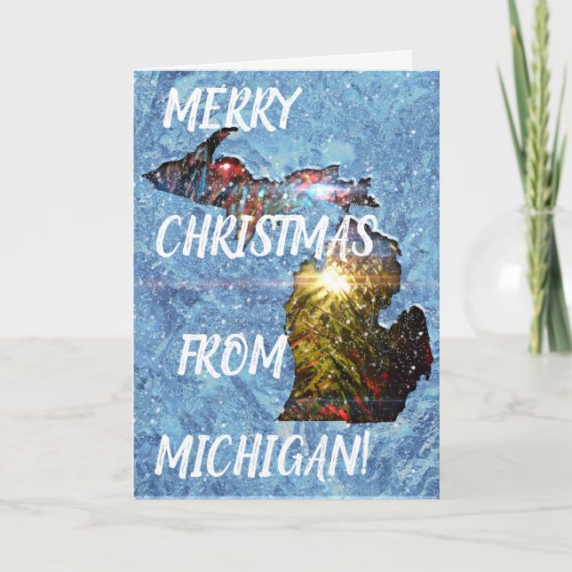 Merry Michigan Christmas Holiday Card (Front)