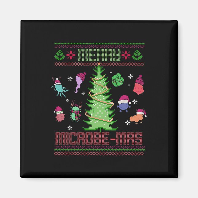 Merry Microbe-mas Microbiology Scientists Christma Magnet (Front)
