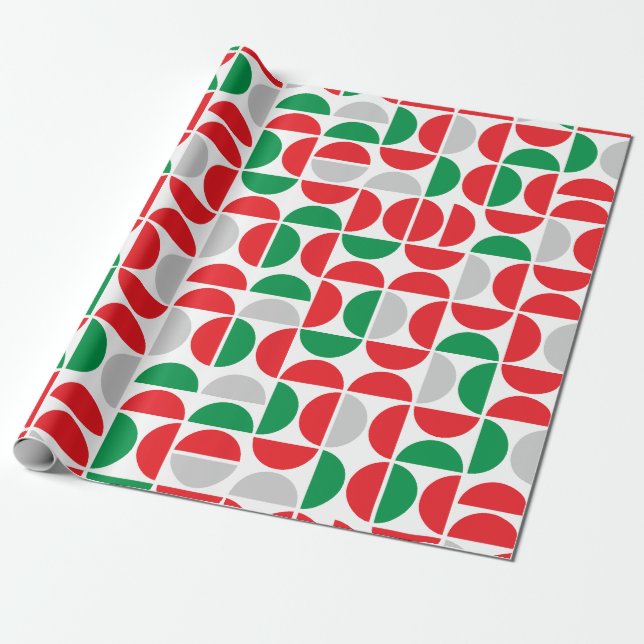 Merry Mid Century Holiday Tiles Wrapping Paper (Unrolled)