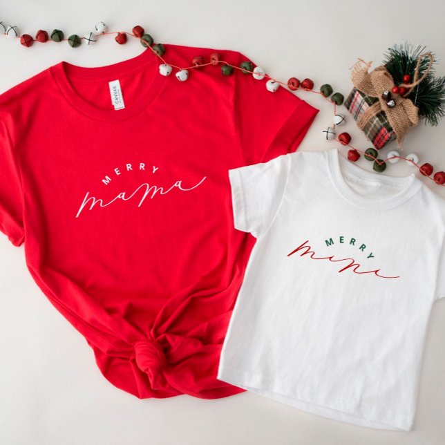 Merry Mini Cute Script Toddler Christmas Shirt (Creator Uploaded)