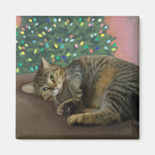 Merry Mischief - Christmas Kitty  Magnet