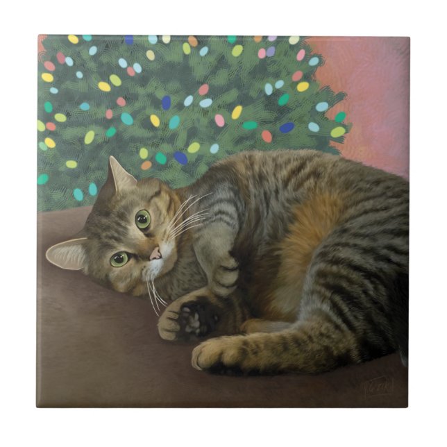 Merry Mischief - Christmas Kitty   Tile (Front)