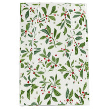 Merry Mistletoe Red Berry White Watercolor