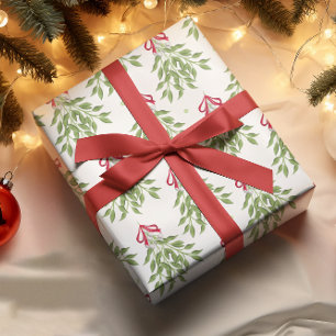 Merry Mistletoe White Berries Christmas Wrapping Paper