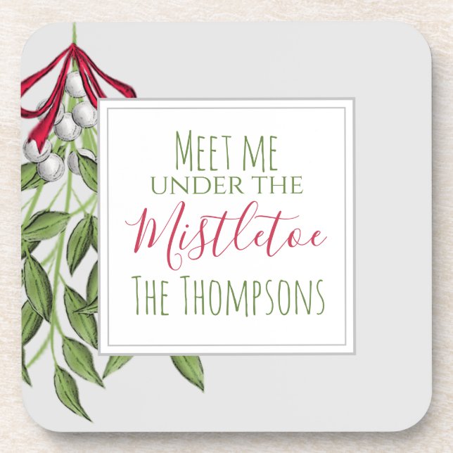 Merry Mistletoe with White Berries Beverage Coaste Coaster (Front)