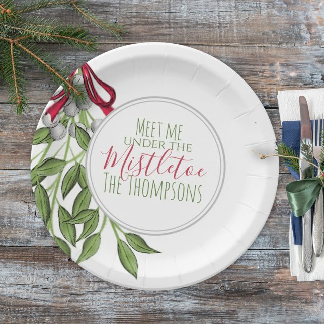 Merry Mistletoe with White Berries Paper Plate (Creator Uploaded)