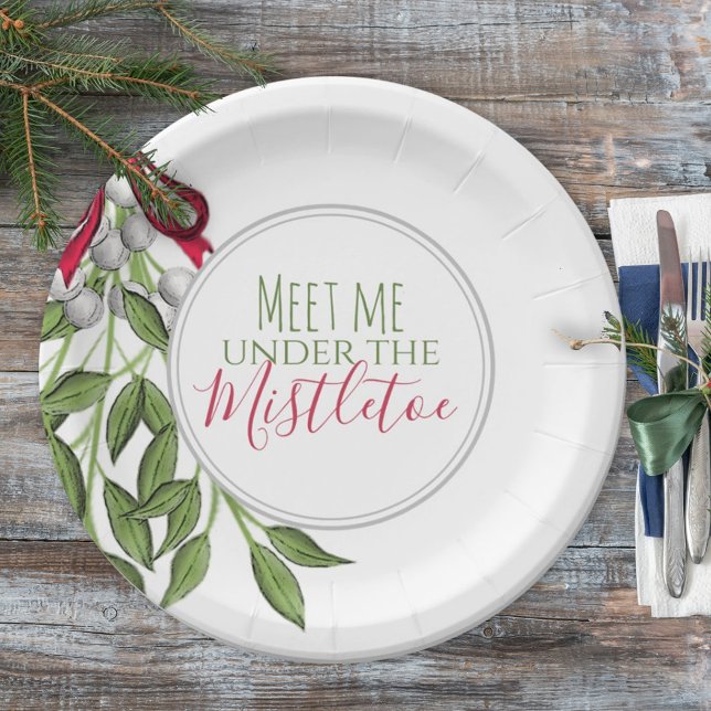 Merry Mistletoe with White Berries Paper Plate (Creator Uploaded)