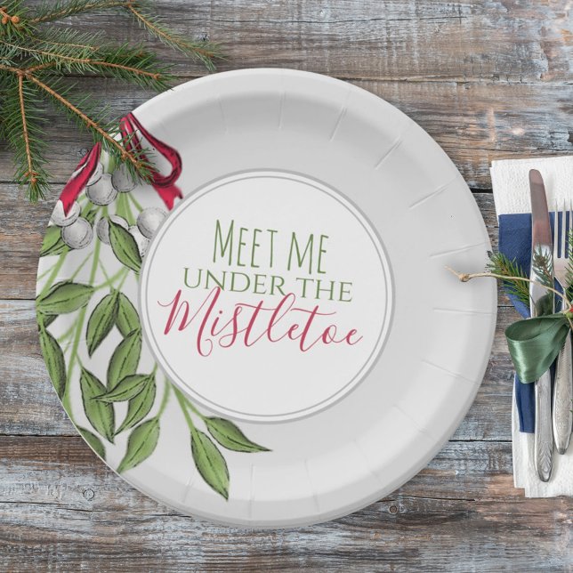 Merry Mistletoe with White Berries Paper Plate (Creator Uploaded)