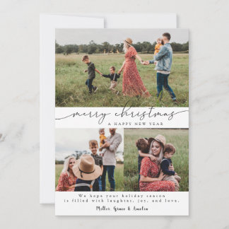 Merry modern calligraphy Christmas 3 Holiday Card
