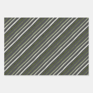 Merry Modern Grey Stripes Photo Christmas Holiday Wrapping Paper Sheet