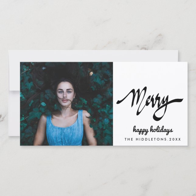 Merry Modern Handwritten Script Holiday (Front)