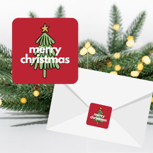 Merry Modern Minimalist Christmas Tree Stickers