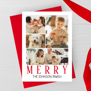 Merry Modern Photo Collage Holiday Card