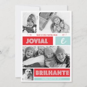 Merry Moderno e Luminoso Cartão de Natal Holiday Card