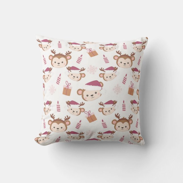 Merry Monkey Christmas Cushion (Front)