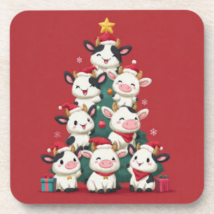 Merry Moo Christmas Coaster