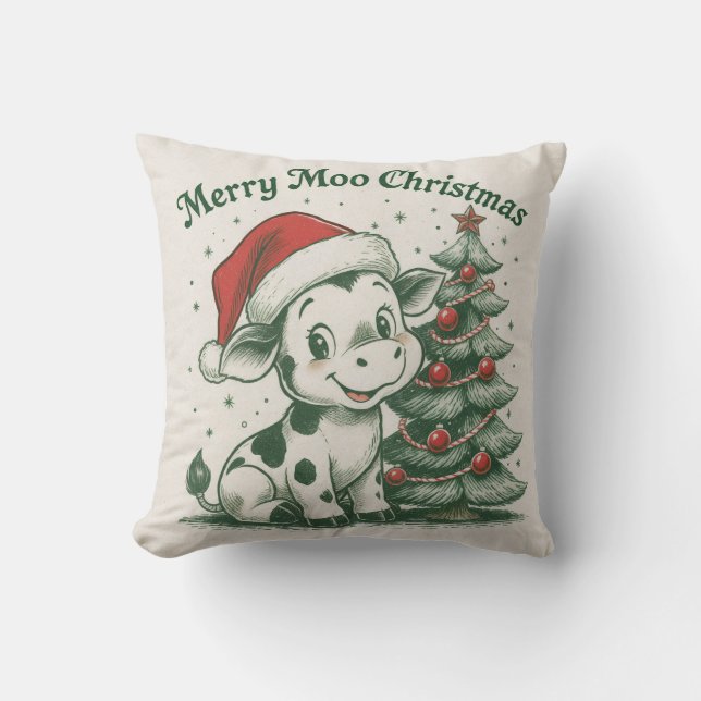 Merry Moo Christmas Cushion (Front)