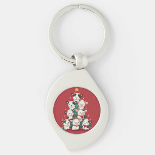 Merry Moo Christmas Key Ring