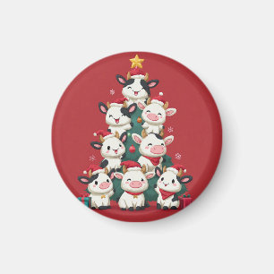 Merry Moo Christmas Magnet