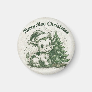 Merry Moo Christmas Magnet