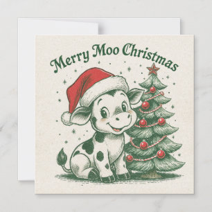 Merry Moo Christmas Magnetic Invitation