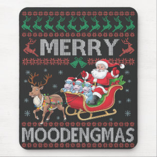Merry MooDengmas Moo Deng Christmas Santa Hippo Mouse Pad