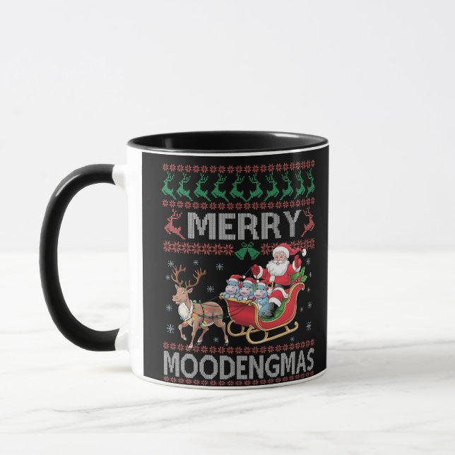 Merry MooDengmas Moo Deng Christmas Santa Hippo Mug (Left)