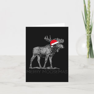 Merry Moosemas Christmas Moose With Santa Hat Card