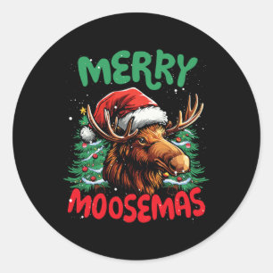 Merry Moosemas Funny Christmas Duck Lover Classic Round Sticker