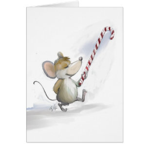 Merry Mouse Moe Holiday Blank Card