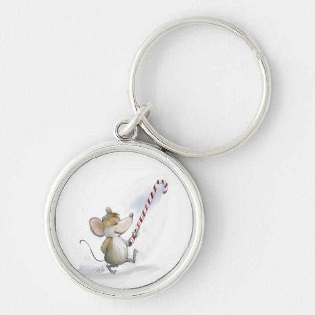 Merry Mouse Moe Holiday Keychain (Front)