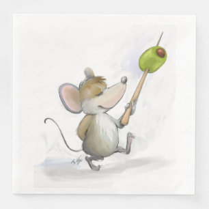 Merry Mouse Moe with Olive Paper Napkin