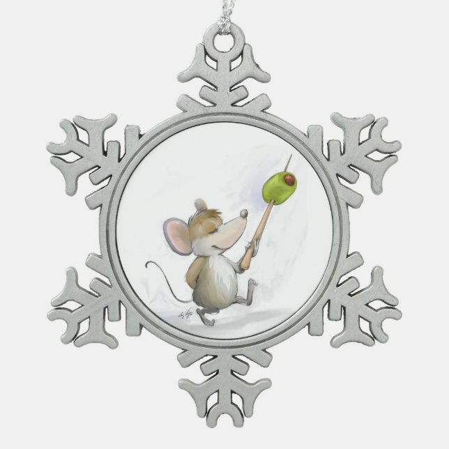 Merry Mouse Moe with Olive Snowflake Ornament (Front)